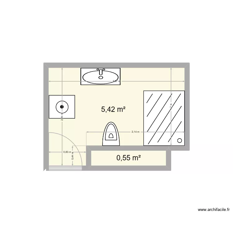 salle de bain étage. Plan de 2 et 6 m² salle de bain étage. Plan de 2 et 6 m²