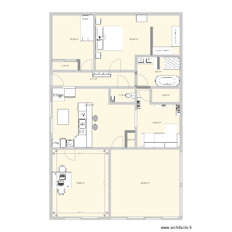 plan generale. Plan de 12 pièces et 126 m2