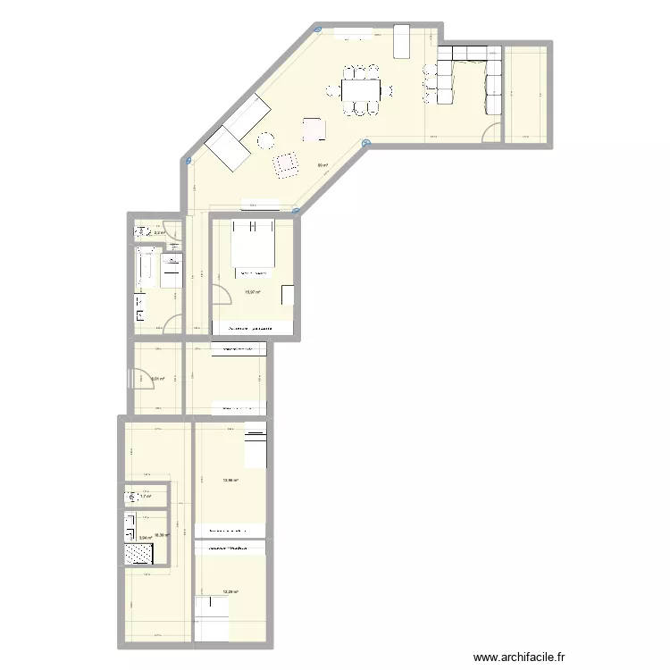 colombier 2. Plan de 9  et 164 m²