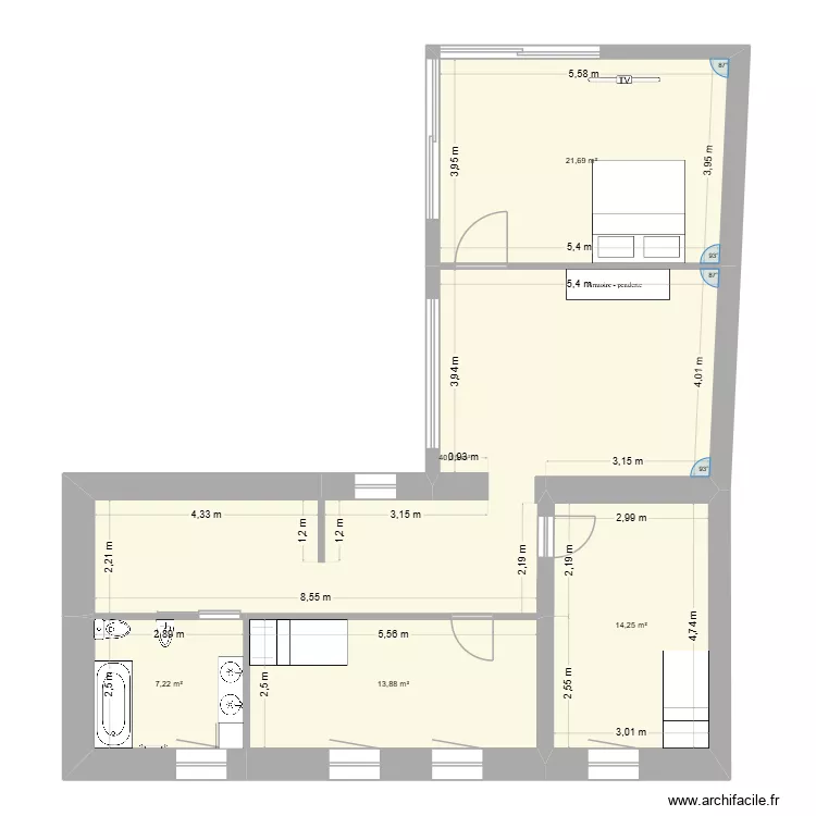 Etage N1. Plan de 5 et 97 m² Etage N1. Plan de 5 et 97 m²