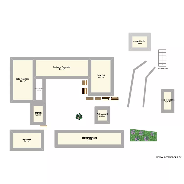 plan lyc&eacute;e jpo. Plan de 10  et 33 m²