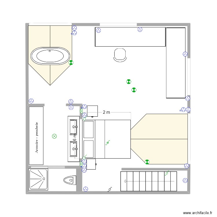 Etage Poussin Carantec 4 wc douche porte galandage. Plan de 0 pièce et 0 m2
