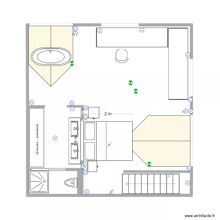 Etage Poussin Carantec 4 wc douche porte galandage. Plan de 