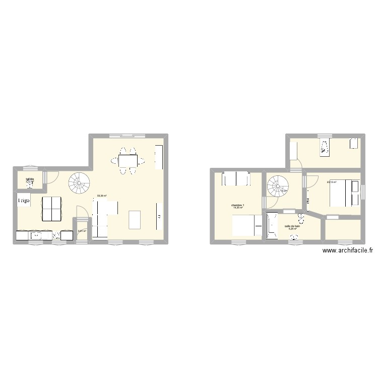maison lau et Alicia. Plan de 7 pièces et 103 m2