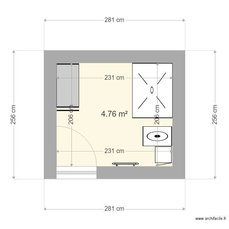 salle de bain. Plan de 1 pièce et 5 m2