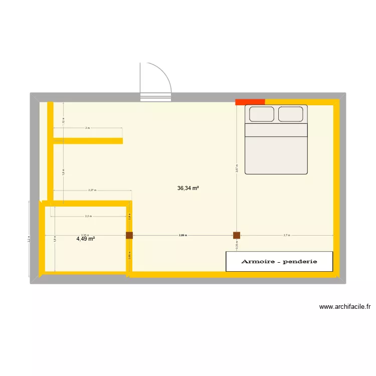 Chambre parent. Plan de 2 et 47 m² Chambre parent. Plan de 2 et 47 m²