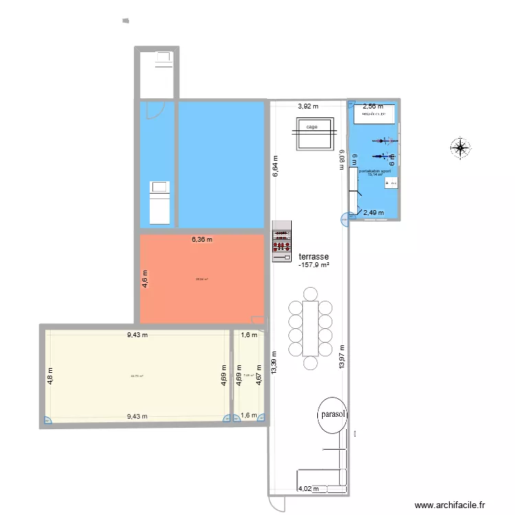 Plan terrasse 23 03 26. Plan de 5  et 177 m²