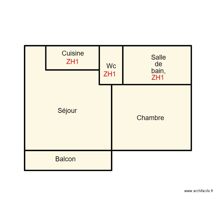 QUIMPER ROUAT LOUISE. Plan de 6 pièces et 31 m2