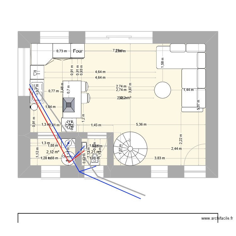 Maison Locquemeau. Plan de 3 pièces et 36 m2
