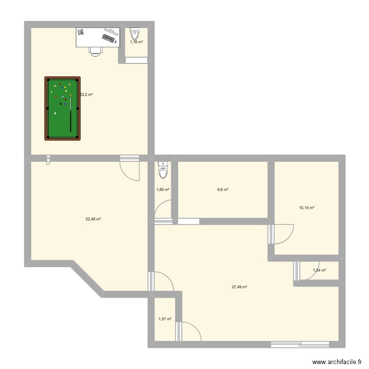 plan1. Plan de 9 pièces et 98 m2