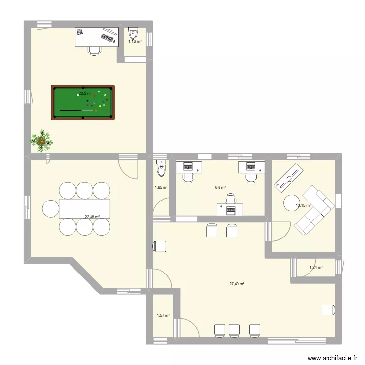 plan1. Plan de 9  et 98 m²