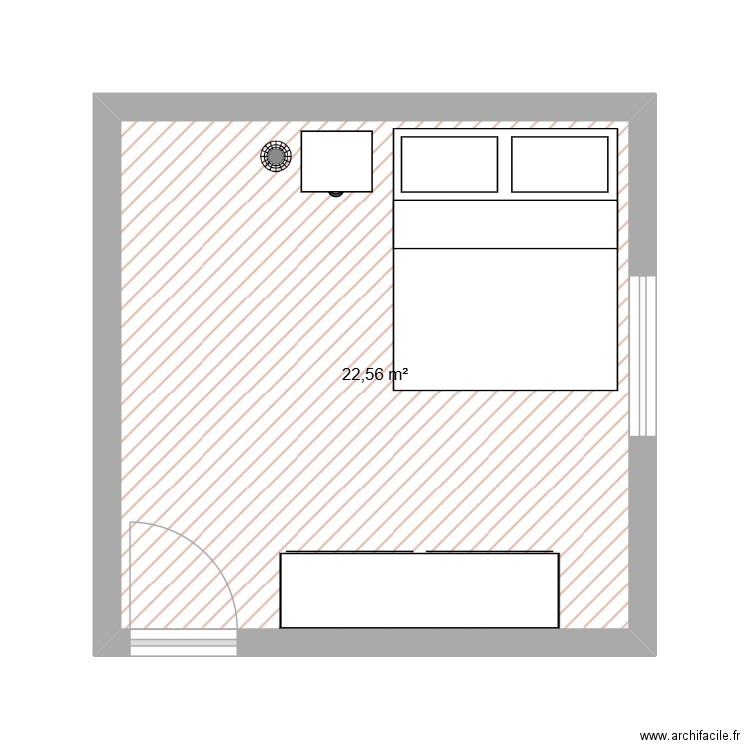 chambre. Plan de 1 pièce et 23 m2