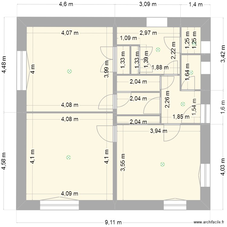 plan maison 3 bornes. Plan de 12 pièces et 64 m2