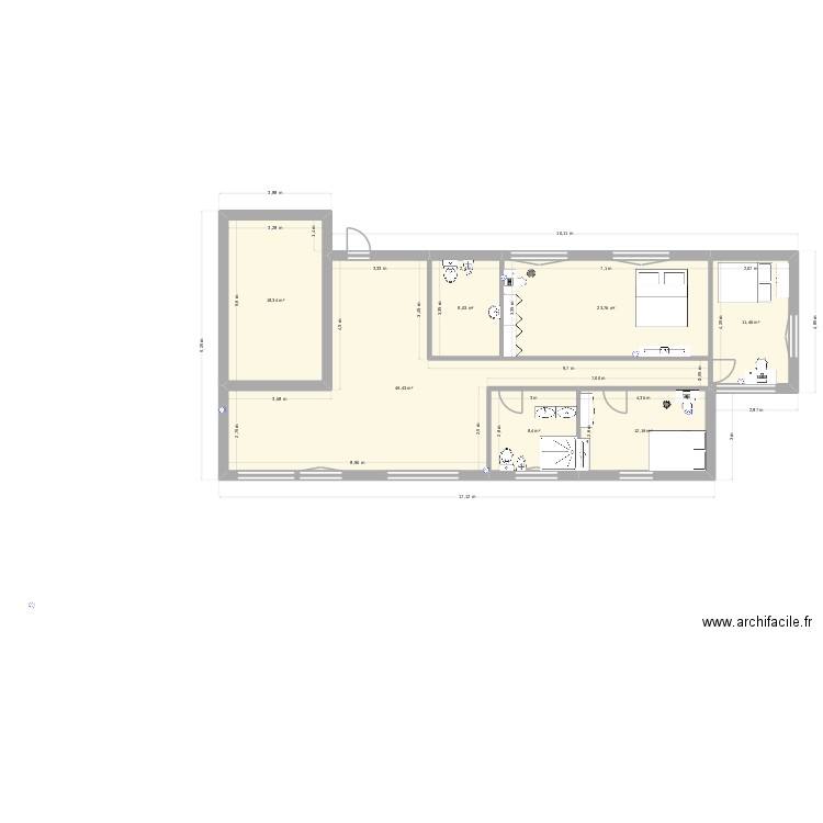 projet 1. Plan de 7 pièces et 132 m2