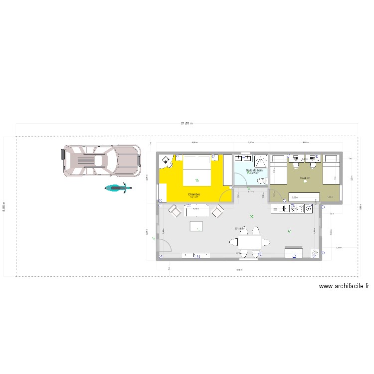 Maison Yleana v1.5. Plan de 4 pièces et 69 m2
