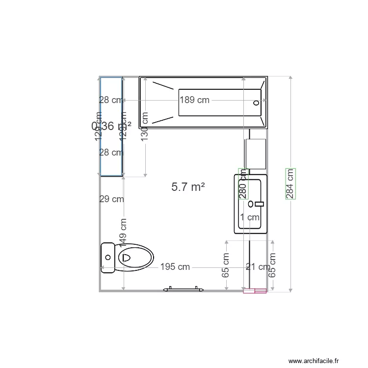 SALLE DE BAIN. Plan de 