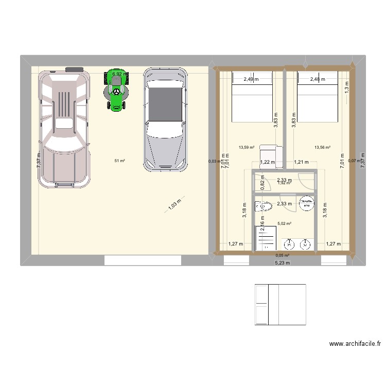 LGN6. Plan de 8 pièces et 85 m2