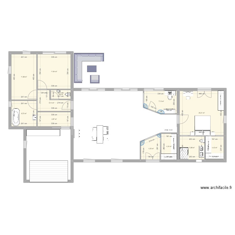 projet maison 1. Plan de 12 pièces et 89 m2