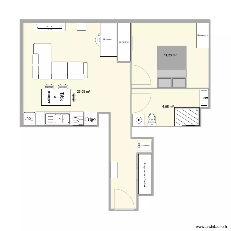 Appartement Pau V1. Plan de 