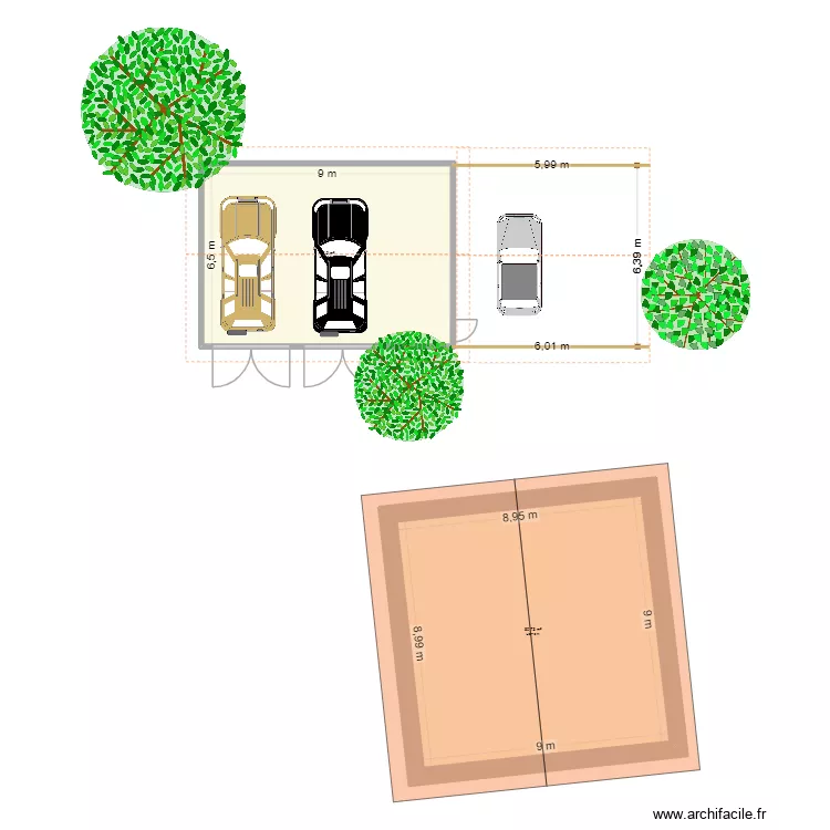 Garagev2. Plan de 2 pièces et 139 m²