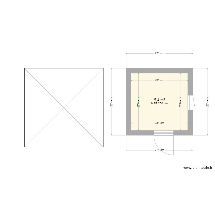 pool. Plan de 1 pièce et 5 m2