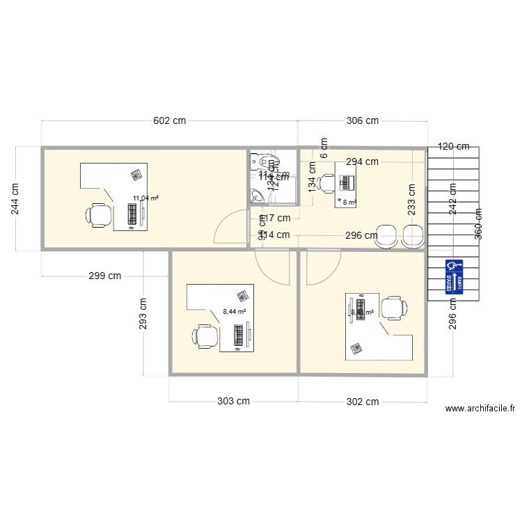 trevoux ce. Plan de 4 pièces et 36 m2