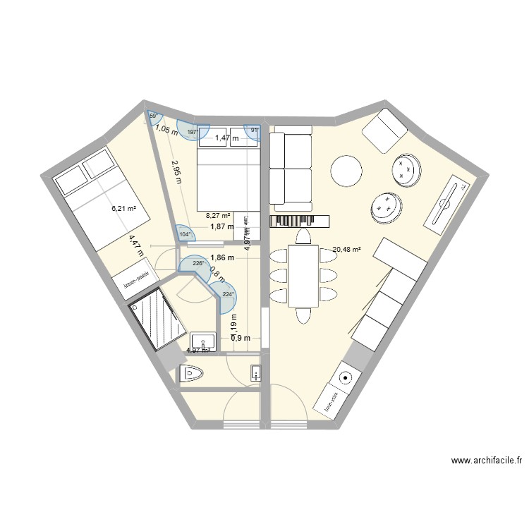 Avo2.0. Plan de 4 pièces et 40 m2