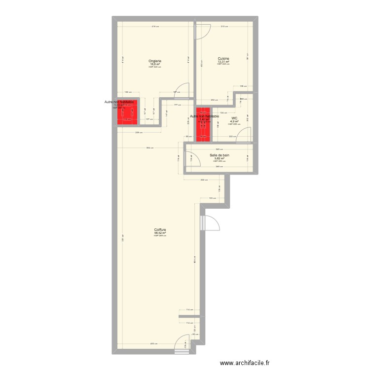 PLAN SOCIETE BEAUTY. Plan de 7 pièces et 102 m2