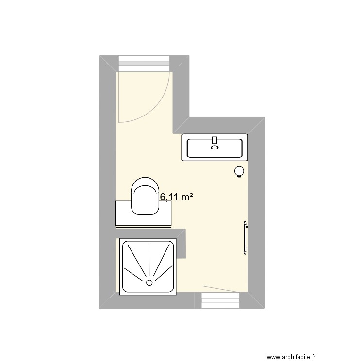Sdb etage. Plan de 1 pièce et 6 m2
