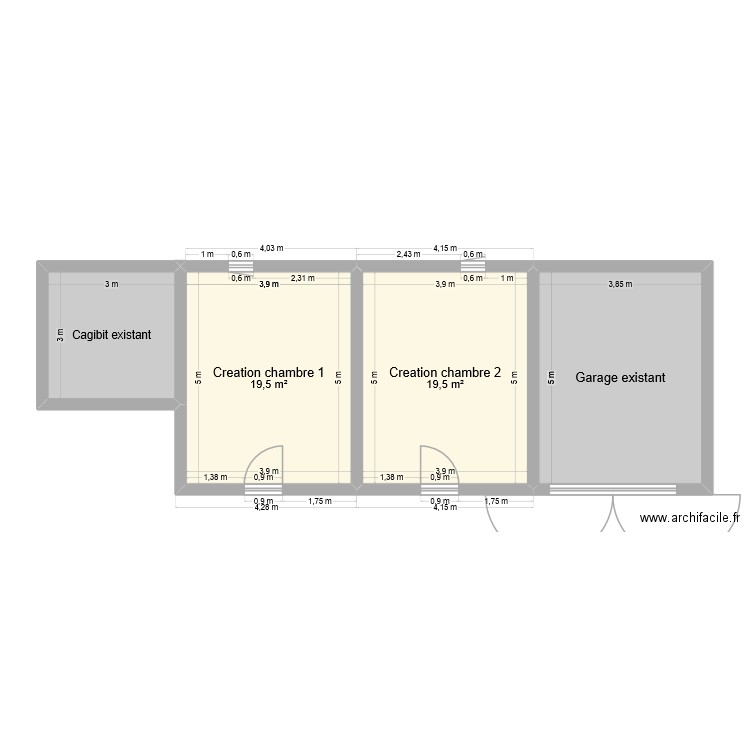 Plan Garage fini. Plan de 4 pièces et 67 m2
