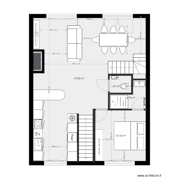 RDC VITALIE. Plan de 4 pièces et 62 m2