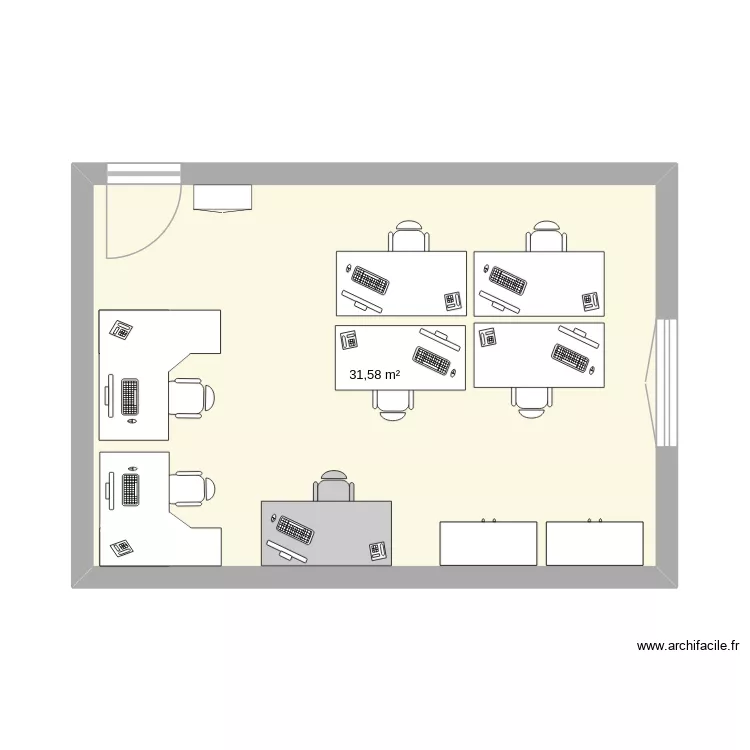 3B Bureau 7 bis. Plan de 1  et 32 m²