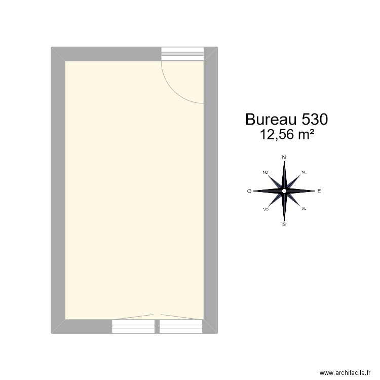 Bureau R 530. Plan de 1 pièce et 13 m2