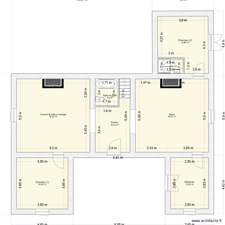 DUBOIS. Plan de 8 pièces et 116 m2