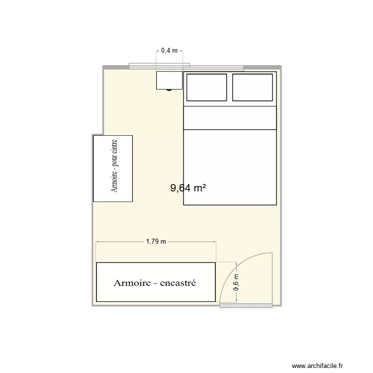 Chambre 2 - Option A. Plan de 1  et 10 m²