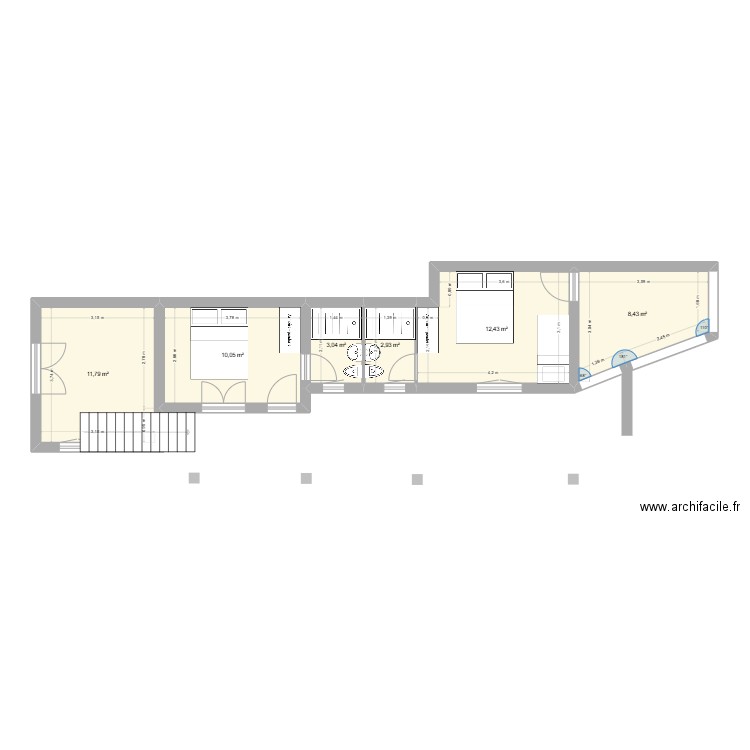 Belvedere Bougainvillée Studio renové. Plan de 6 pièces et 49 m2