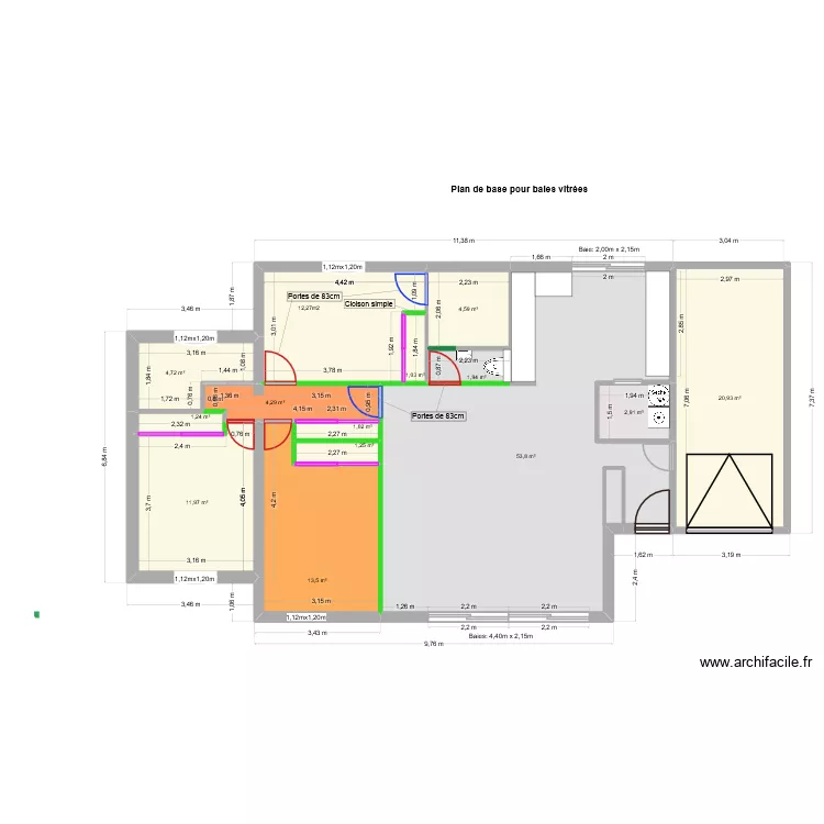 Plan pour baies vitr&eacute;es. Plan de 