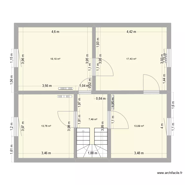 AirBnB Dampierre 1er &eacute;tage. Plan de 5  et 71 m²