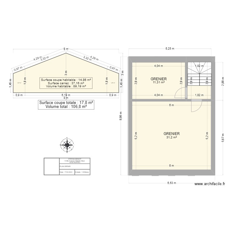 PLAN . Plan de 13 pièces et 173 m2