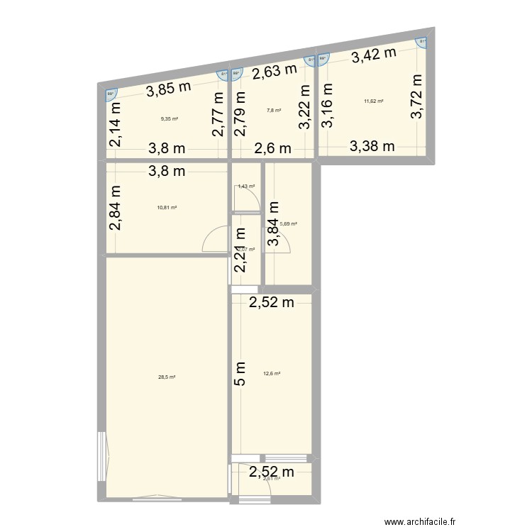BRESIDOU. Plan de 10 pièces et 92 m2