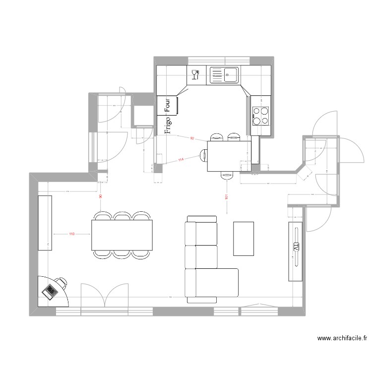 Projet Fourtane V3. Plan de 3 pièces et 47 m2