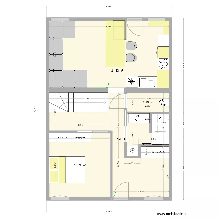 Rez de chauss&eacute;. Plan de 4  et 54 m²