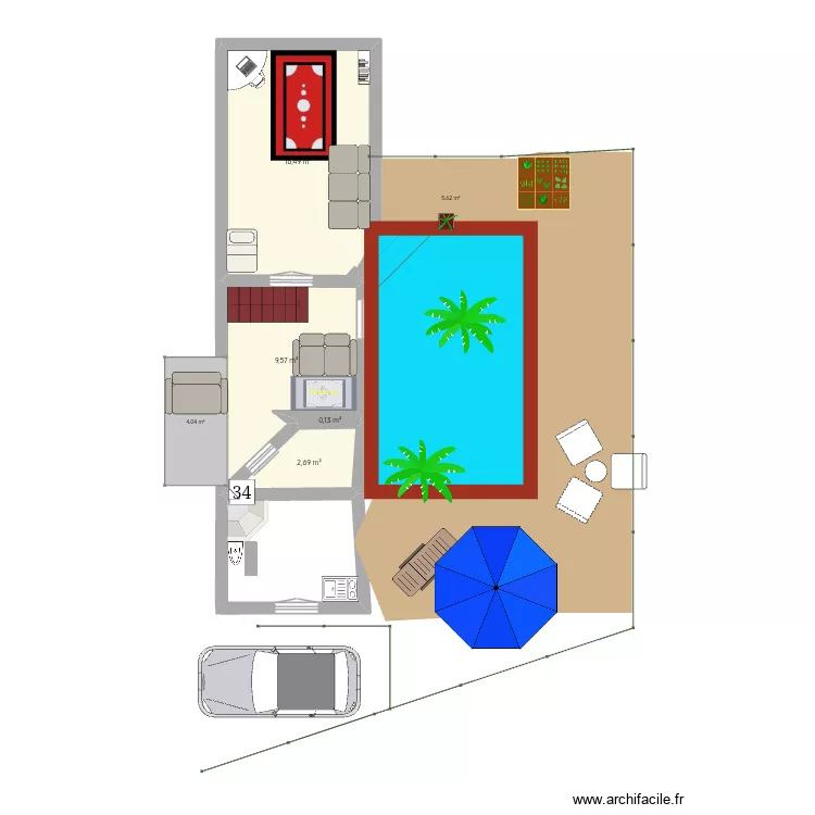Maison Simon. Plan de 4  et 29 m²