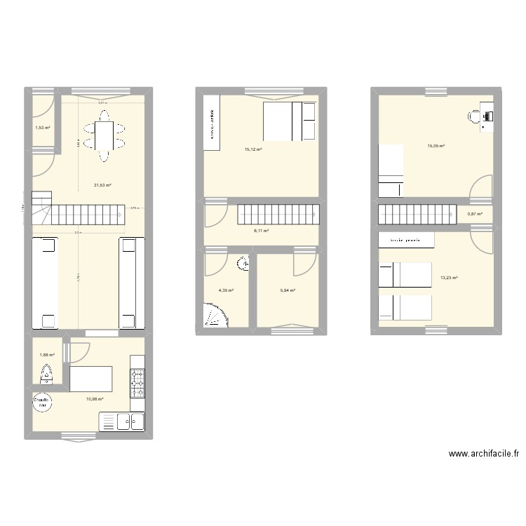 LHI 55 HOUCHARD TOURCOING. Plan de 11 pièces et 107 m2