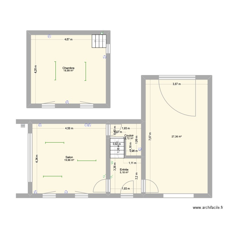 logement A Isabelle. Plan de 5 pièces et 75 m2