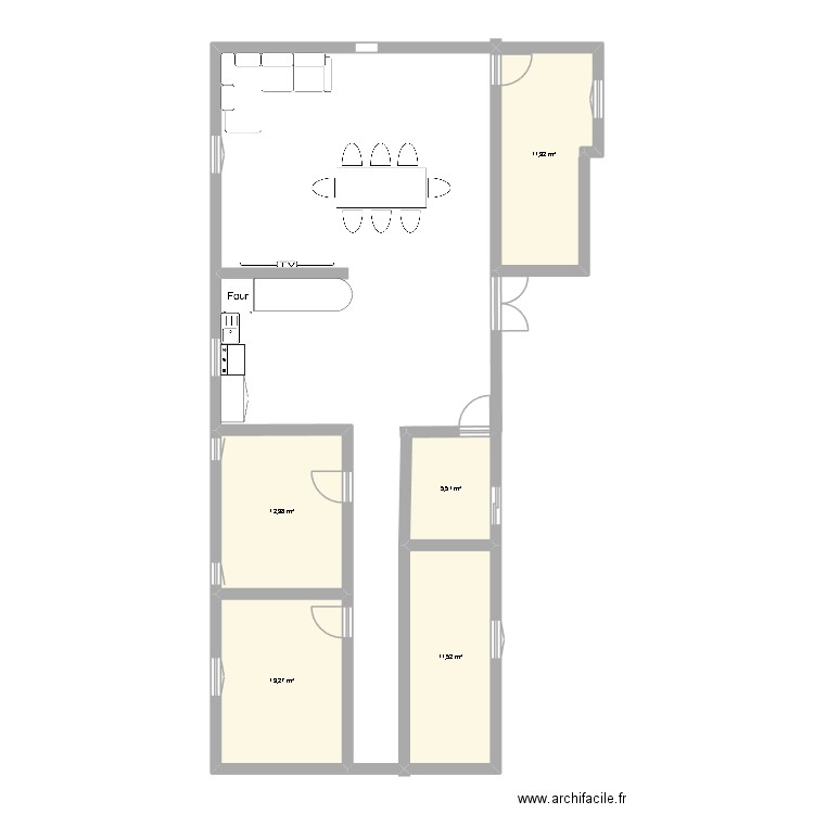 plan architecture snpi. Plan de 5 pièces et 55 m2