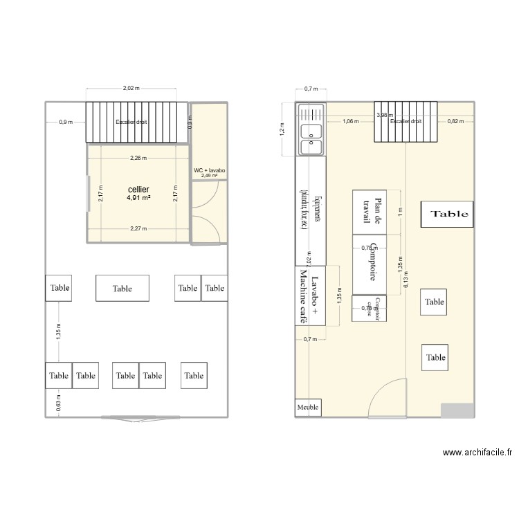 RST. Plan de 3 pièces et 35 m2
