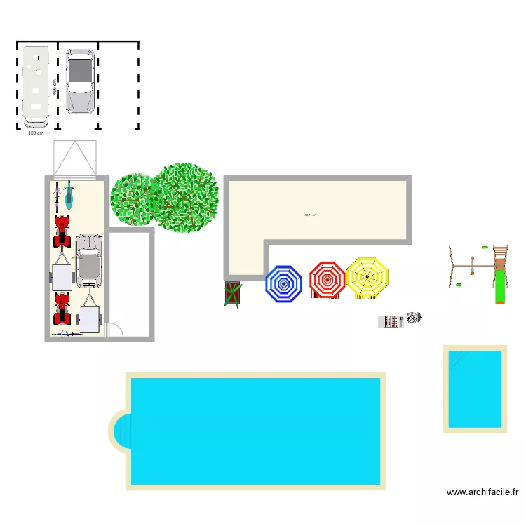 maison avec piscine No&eacute; 2. Plan de 