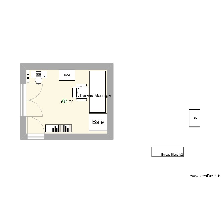 Salle Video. Plan de 1 pièce et 10 m2