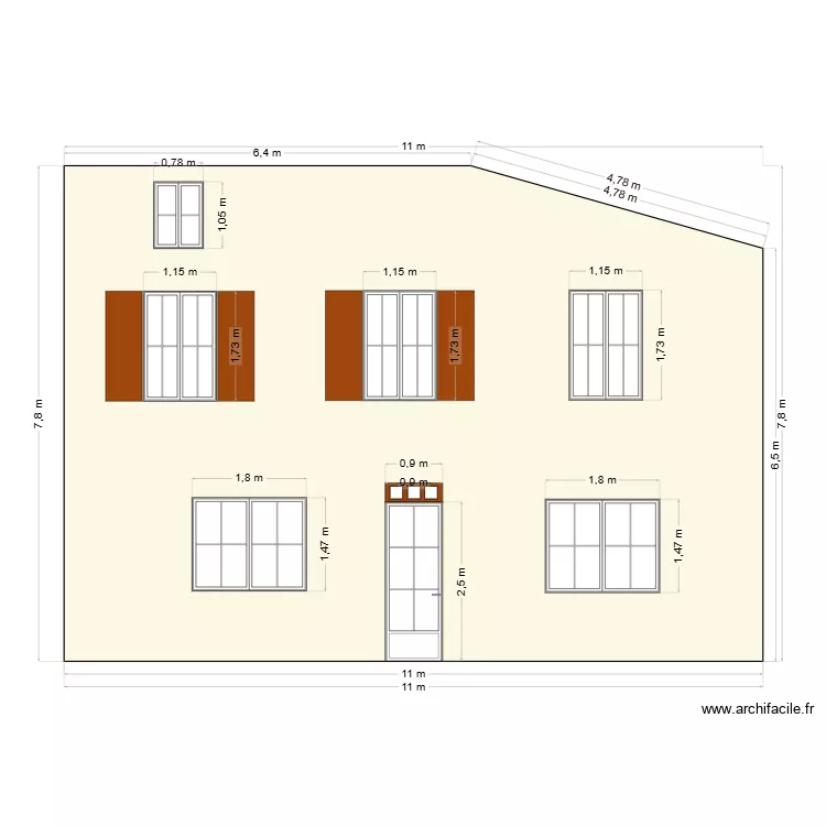 fa&ccedil;ade_sud_existante_morel. Plan de 